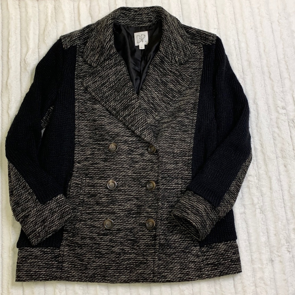 BP. from Nordstrom Black Coat Size Large‎ L Double Breasted Black & White